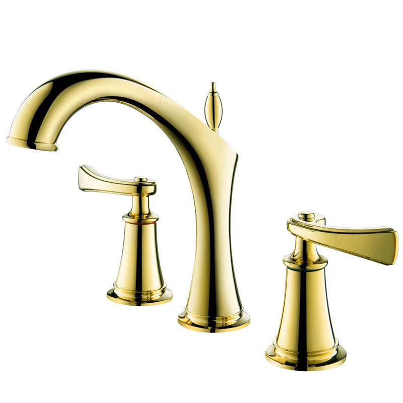 Deck Mounted Bathroom Faucet Modern Low Arc Roman Tub Faucet Trim Gold Clearhalo 'Bathroom Remodel & Bathroom Fixtures' 'Bathtub Faucets' 'bathtub_faucets' 'Home Improvement' 'home_improvement' 'home_improvement_bathtub_faucets' 7357421