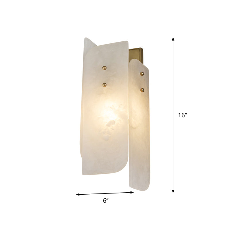 Rectangle Panel Sconce Lighting Modenrist Marble 1-Light Corner Wall Lamp Fixture in White Clearhalo 'Modern wall lights' 'Modern' 'Wall Lamps & Sconces' 'Wall Lights' Lighting' 735763