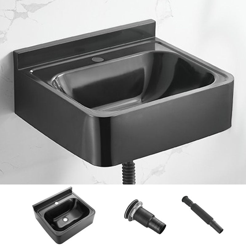 Contemporary Bathroom Sink with Pop-Up Drain Metal Rectangular Wall Mount Bathroom Sink Black Unavailiable Sink Clearhalo 'Bathroom Remodel & Bathroom Fixtures' 'Bathroom Sinks & Faucet Components' 'Bathroom Sinks' 'bathroom_sink' 'Home Improvement' 'home_improvement' 'home_improvement_bathroom_sink' 7357898