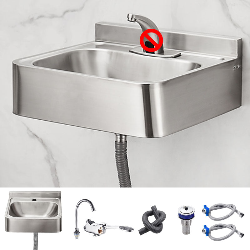 Contemporary Bathroom Sink with Pop-Up Drain Rectangular Metal Wall Mount Bathroom Sink Elbow Outlet Clearhalo 'Bathroom Remodel & Bathroom Fixtures' 'Bathroom Sinks & Faucet Components' 'Bathroom Sinks' 'bathroom_sink' 'Home Improvement' 'home_improvement' 'home_improvement_bathroom_sink' 7357922