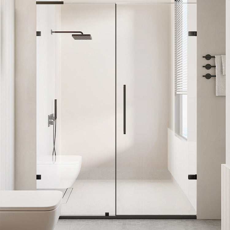 Laminated Glass Shower Bath Door Frameless Hinged Clear Shower Door Clearhalo 'Bathroom Remodel & Bathroom Fixtures' 'Home Improvement' 'home_improvement' 'home_improvement_shower_tub_doors' 'Shower and Tub Doors' 'shower_tub_doors' 'Showers & Bathtubs' 7358094