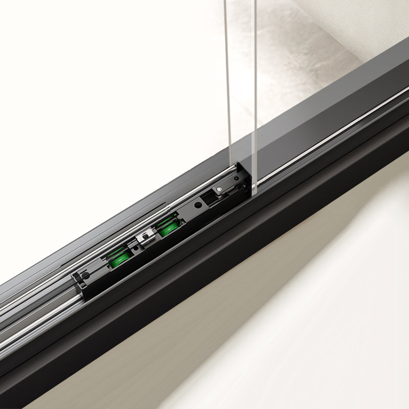 Semi-Frameless Single Sliding Shower Door Transparent Laminated Glass Shower Bath Door Clearhalo 'Bathroom Remodel & Bathroom Fixtures' 'Home Improvement' 'home_improvement' 'home_improvement_shower_tub_doors' 'Shower and Tub Doors' 'shower_tub_doors' 'Showers & Bathtubs' 7358118