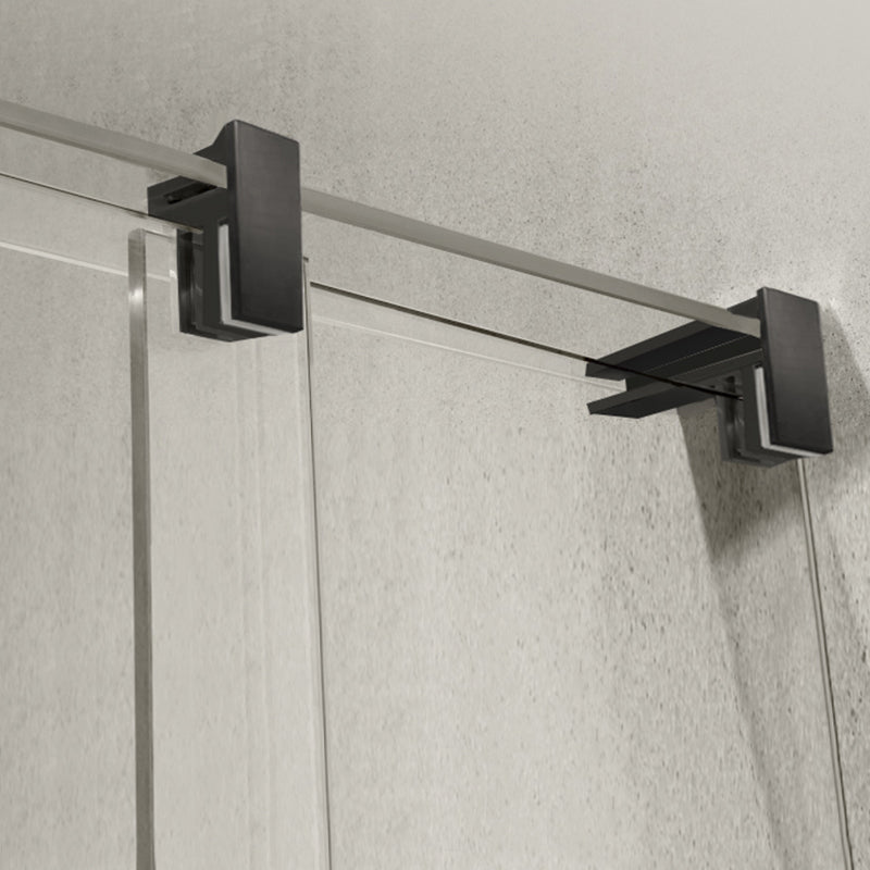 Semi-Frameless Single Sliding Shower Door Transparent Laminated Glass Shower Bath Door Clearhalo 'Bathroom Remodel & Bathroom Fixtures' 'Home Improvement' 'home_improvement' 'home_improvement_shower_tub_doors' 'Shower and Tub Doors' 'shower_tub_doors' 'Showers & Bathtubs' 7358120