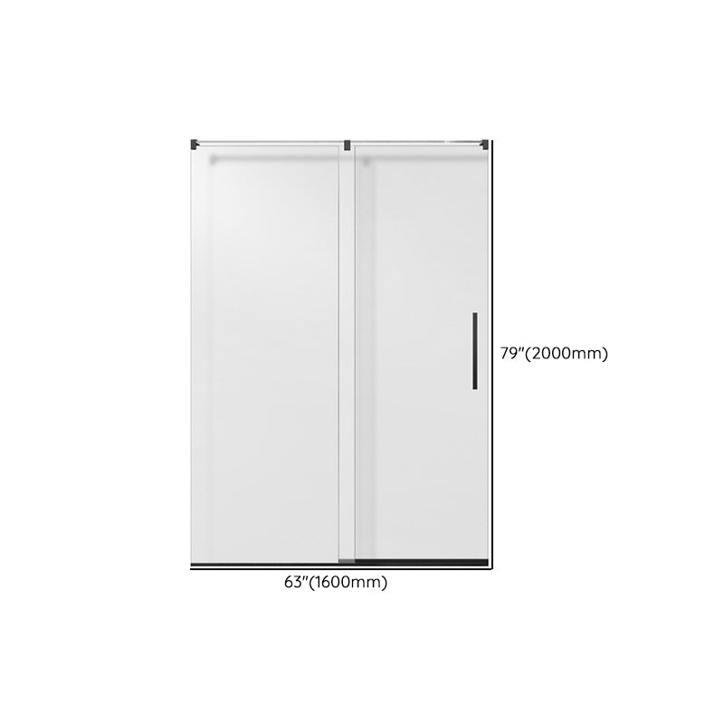 Semi-Frameless Single Sliding Shower Door Transparent Laminated Glass Shower Bath Door Clearhalo 'Bathroom Remodel & Bathroom Fixtures' 'Home Improvement' 'home_improvement' 'home_improvement_shower_tub_doors' 'Shower and Tub Doors' 'shower_tub_doors' 'Showers & Bathtubs' 7358132