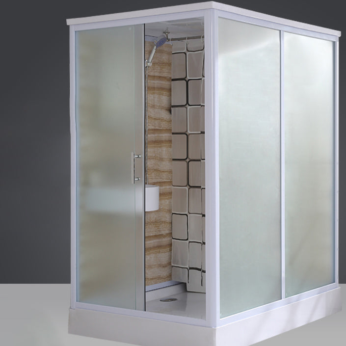 Rectangle Tempered Glass Shower Enclosure White Framed Shower Stall Clearhalo 'Bathroom Remodel & Bathroom Fixtures' 'Home Improvement' 'home_improvement' 'home_improvement_shower_stalls_enclosures' 'Shower Stalls & Enclosures' 'shower_stalls_enclosures' 'Showers & Bathtubs' 7358133