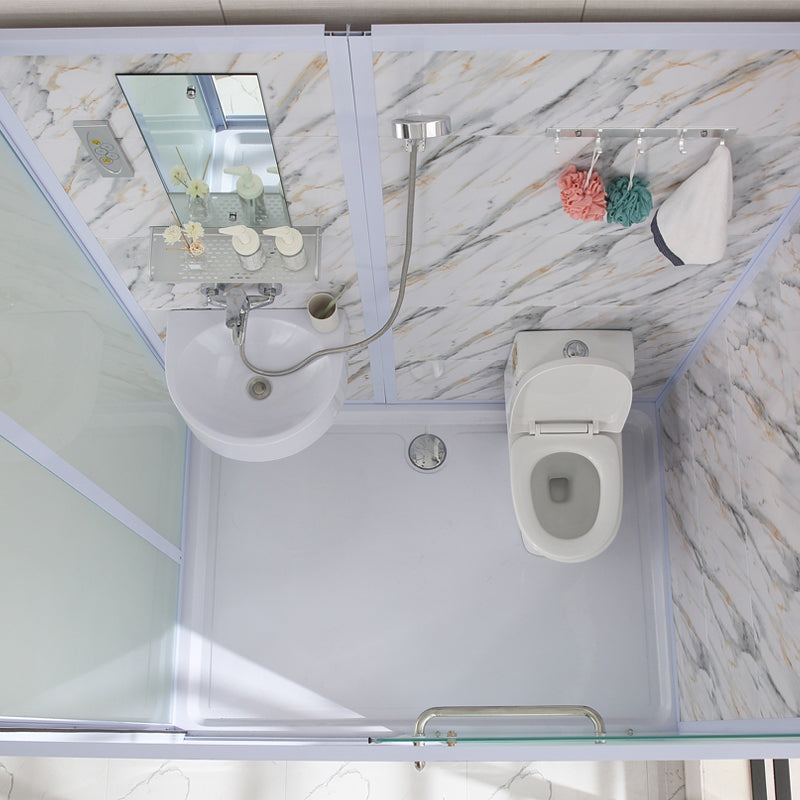 Rectangle Tempered Glass Shower Enclosure White Framed Shower Stall Clearhalo 'Bathroom Remodel & Bathroom Fixtures' 'Home Improvement' 'home_improvement' 'home_improvement_shower_stalls_enclosures' 'Shower Stalls & Enclosures' 'shower_stalls_enclosures' 'Showers & Bathtubs' 7358134