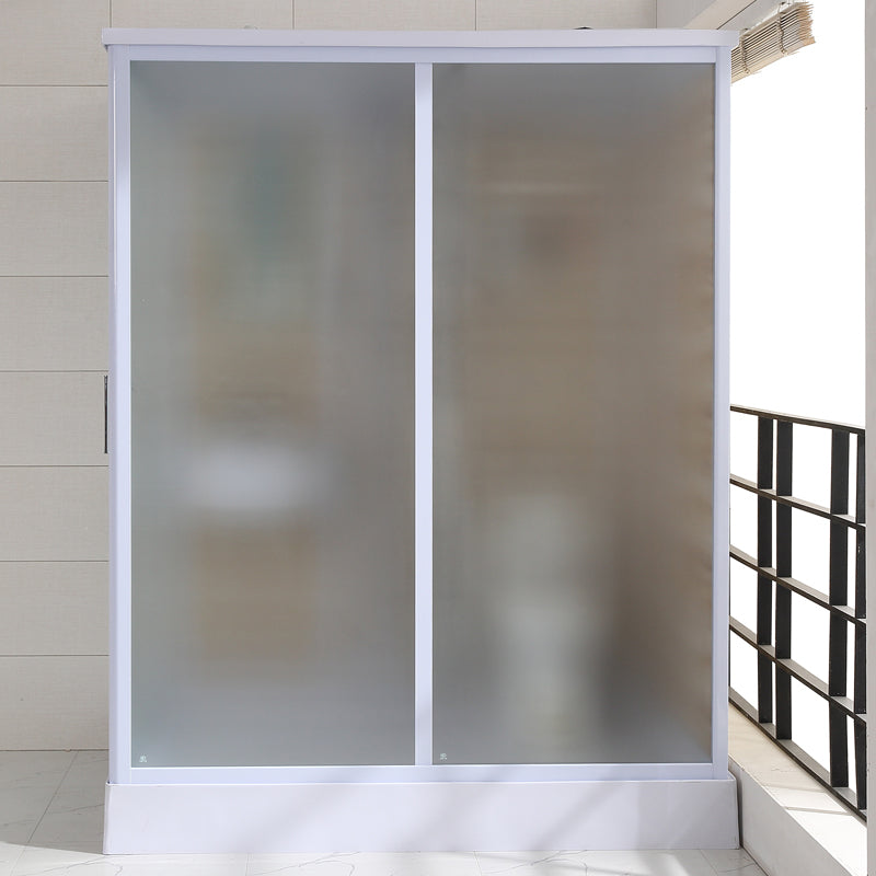Rectangle Tempered Glass Shower Enclosure White Framed Shower Stall Clearhalo 'Bathroom Remodel & Bathroom Fixtures' 'Home Improvement' 'home_improvement' 'home_improvement_shower_stalls_enclosures' 'Shower Stalls & Enclosures' 'shower_stalls_enclosures' 'Showers & Bathtubs' 7358135