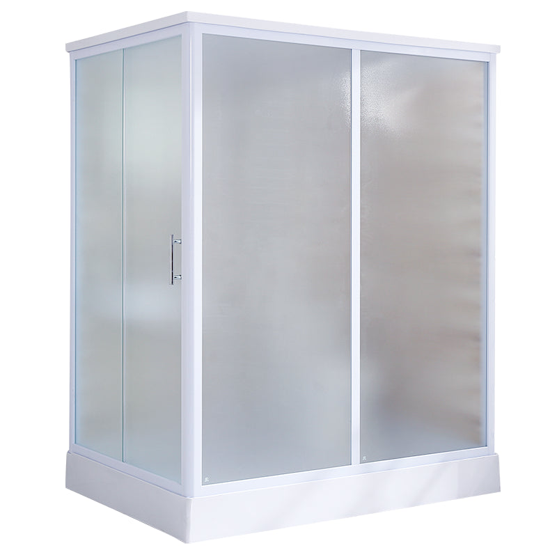 Rectangle Tempered Glass Shower Enclosure White Framed Shower Stall Clearhalo 'Bathroom Remodel & Bathroom Fixtures' 'Home Improvement' 'home_improvement' 'home_improvement_shower_stalls_enclosures' 'Shower Stalls & Enclosures' 'shower_stalls_enclosures' 'Showers & Bathtubs' 7358137