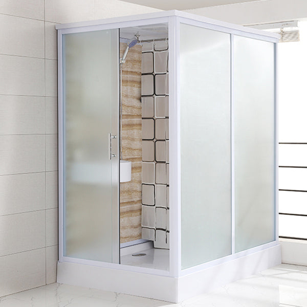 Rectangle Tempered Glass Shower Enclosure White Framed Shower Stall Clearhalo 'Bathroom Remodel & Bathroom Fixtures' 'Home Improvement' 'home_improvement' 'home_improvement_shower_stalls_enclosures' 'Shower Stalls & Enclosures' 'shower_stalls_enclosures' 'Showers & Bathtubs' 7358140