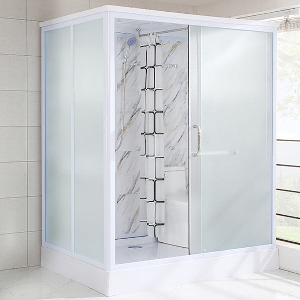 Rectangle Tempered Glass Shower Enclosure White Framed Shower Stall Front Opening Clearhalo 'Bathroom Remodel & Bathroom Fixtures' 'Home Improvement' 'home_improvement' 'home_improvement_shower_stalls_enclosures' 'Shower Stalls & Enclosures' 'shower_stalls_enclosures' 'Showers & Bathtubs' 7358142