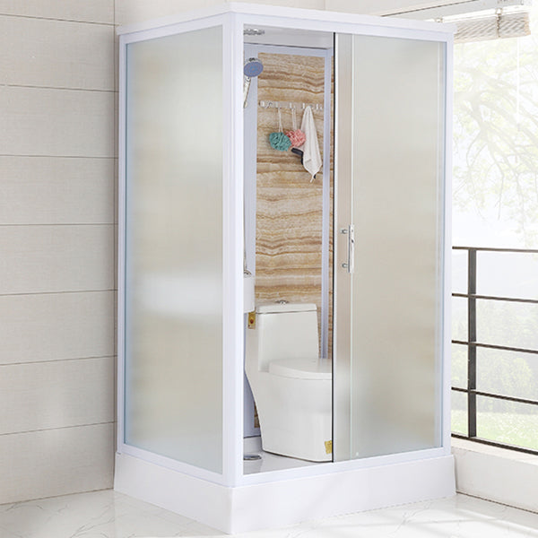 Rectangular Shower Stall Single Sliding Door Frosted Glass Shower Room Clearhalo 'Bathroom Remodel & Bathroom Fixtures' 'Home Improvement' 'home_improvement' 'home_improvement_shower_stalls_enclosures' 'Shower Stalls & Enclosures' 'shower_stalls_enclosures' 'Showers & Bathtubs' 7358148