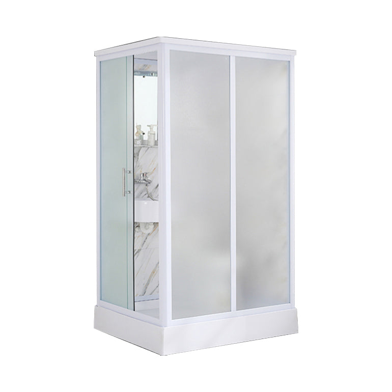 Rectangular Shower Stall Single Sliding Door Frosted Glass Shower Room Clearhalo 'Bathroom Remodel & Bathroom Fixtures' 'Home Improvement' 'home_improvement' 'home_improvement_shower_stalls_enclosures' 'Shower Stalls & Enclosures' 'shower_stalls_enclosures' 'Showers & Bathtubs' 7358149