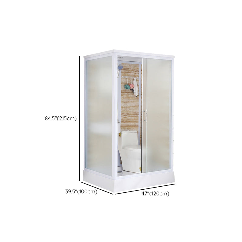 Rectangular Shower Stall Single Sliding Door Frosted Glass Shower Room Clearhalo 'Bathroom Remodel & Bathroom Fixtures' 'Home Improvement' 'home_improvement' 'home_improvement_shower_stalls_enclosures' 'Shower Stalls & Enclosures' 'shower_stalls_enclosures' 'Showers & Bathtubs' 7358155