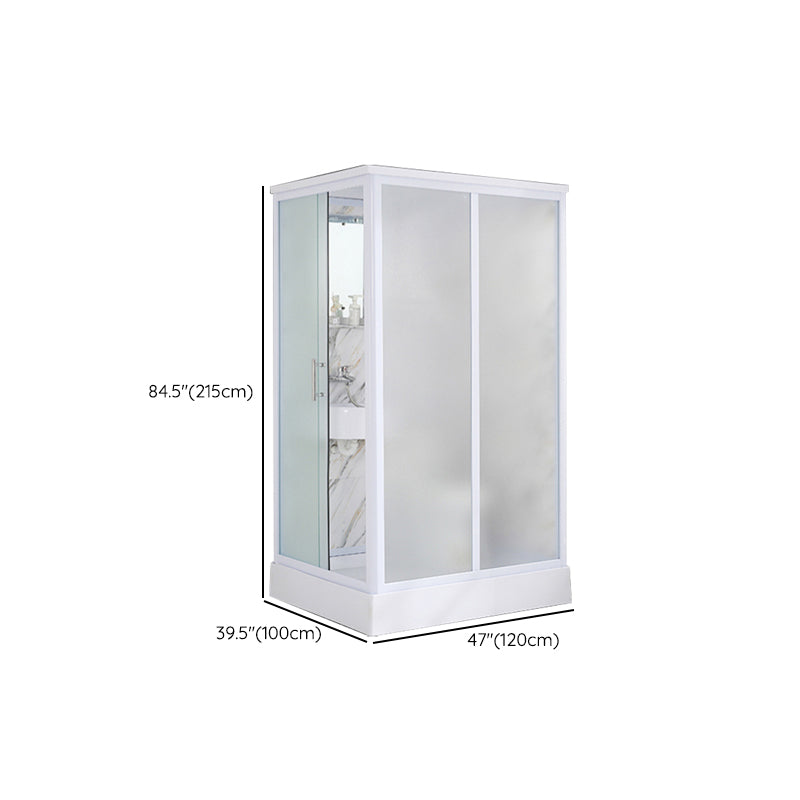 Rectangular Shower Stall Single Sliding Door Frosted Glass Shower Room Clearhalo 'Bathroom Remodel & Bathroom Fixtures' 'Home Improvement' 'home_improvement' 'home_improvement_shower_stalls_enclosures' 'Shower Stalls & Enclosures' 'shower_stalls_enclosures' 'Showers & Bathtubs' 7358156
