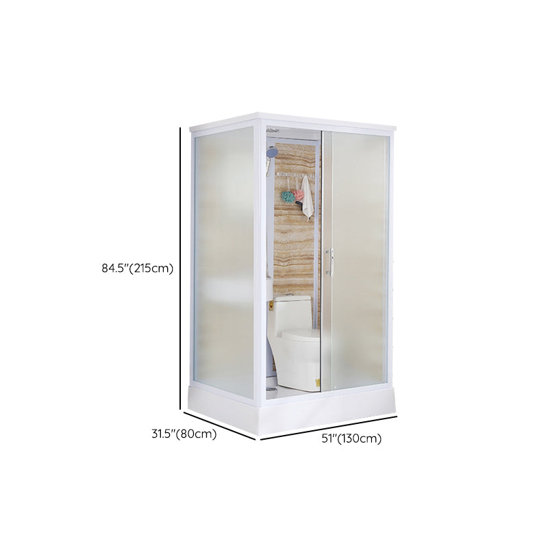 Rectangular Shower Stall Single Sliding Door Frosted Glass Shower Room Clearhalo 'Bathroom Remodel & Bathroom Fixtures' 'Home Improvement' 'home_improvement' 'home_improvement_shower_stalls_enclosures' 'Shower Stalls & Enclosures' 'shower_stalls_enclosures' 'Showers & Bathtubs' 7358157
