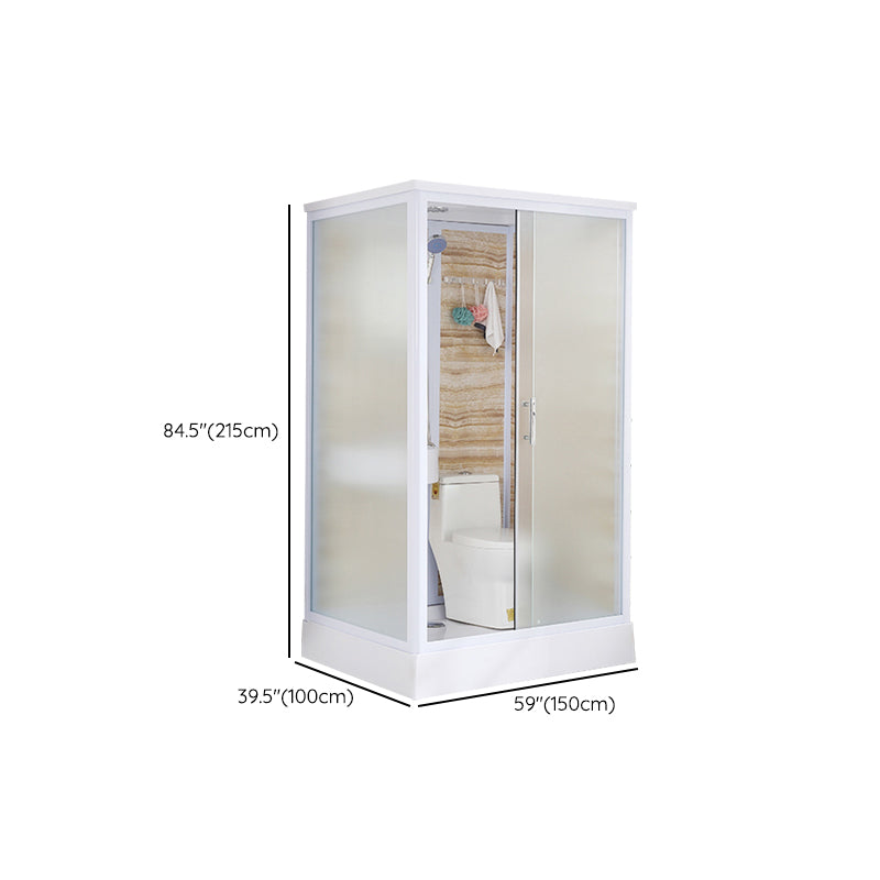 Rectangular Shower Stall Single Sliding Door Frosted Glass Shower Room Clearhalo 'Bathroom Remodel & Bathroom Fixtures' 'Home Improvement' 'home_improvement' 'home_improvement_shower_stalls_enclosures' 'Shower Stalls & Enclosures' 'shower_stalls_enclosures' 'Showers & Bathtubs' 7358160