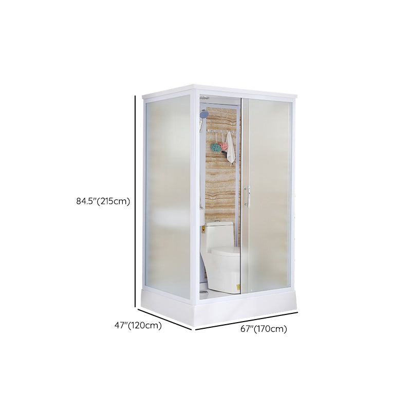 Rectangular Shower Stall Single Sliding Door Frosted Glass Shower Room Clearhalo 'Bathroom Remodel & Bathroom Fixtures' 'Home Improvement' 'home_improvement' 'home_improvement_shower_stalls_enclosures' 'Shower Stalls & Enclosures' 'shower_stalls_enclosures' 'Showers & Bathtubs' 7358161