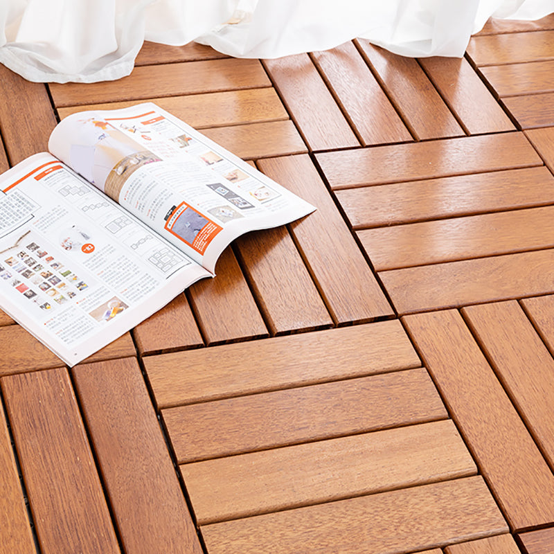 Outdoor Laminate Floor Wooden Square Waterproof Laminate Floor 12" x 12" Brown 75.3 sq ft. - 77 Pieces Clearhalo 'Flooring 'Home Improvement' 'home_improvement' 'home_improvement_laminate_flooring' 'Laminate Flooring' 'laminate_flooring' Walls and Ceiling' 7358822