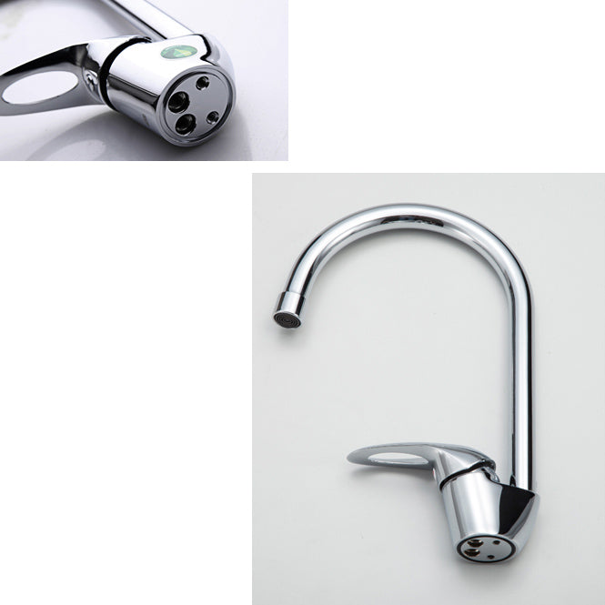 Modern Style Copper Kitchen Faucet Lever Handle Gooseneck 1-Hole Kitchen Faucet Clearhalo 'Home Improvement' 'home_improvement' 'home_improvement_kitchen_faucets' 'Kitchen Faucets' 'Kitchen Remodel & Kitchen Fixtures' 'Kitchen Sinks & Faucet Components' 'kitchen_faucets' 7359311