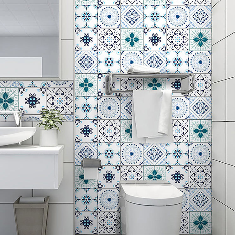 Square Spanish Singular Tile Mildew Resistant Peel & Stick Tile Blue 50-Piece Set Clearhalo 'Flooring 'Home Improvement' 'home_improvement' 'home_improvement_peel_stick_blacksplash' 'Peel & Stick Backsplash Tile' 'peel_stick_blacksplash' 'Walls & Ceilings' Walls and Ceiling' 7359318