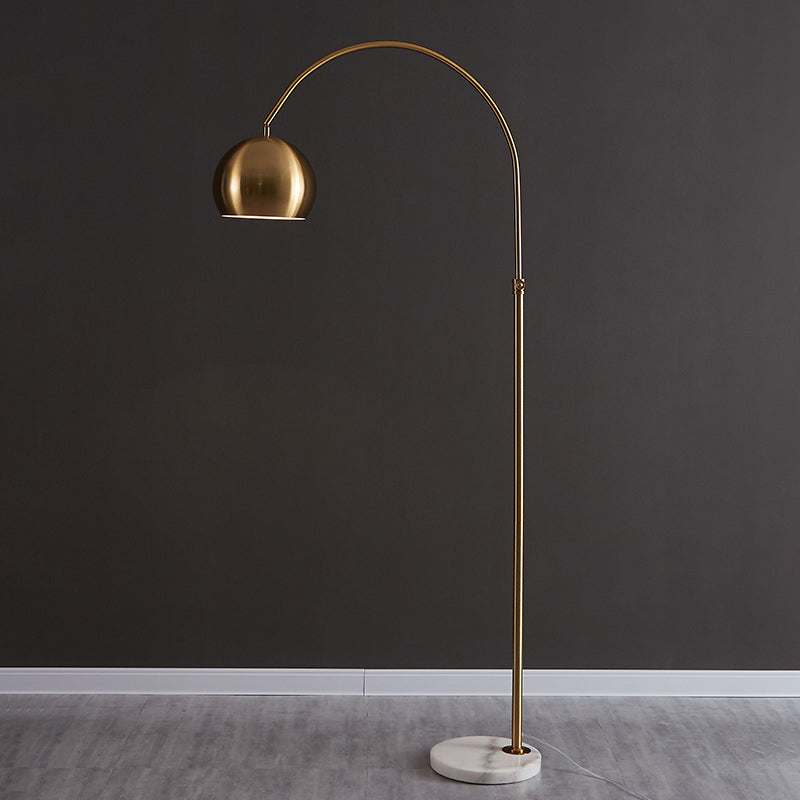 Metal Domed Floor Standing Lamp Post-Modern 1 Head Overarching Stand Up Lamp in Black/Brass Brass Clearhalo 'Floor Lamps' 'Lamps' Lighting' 735976