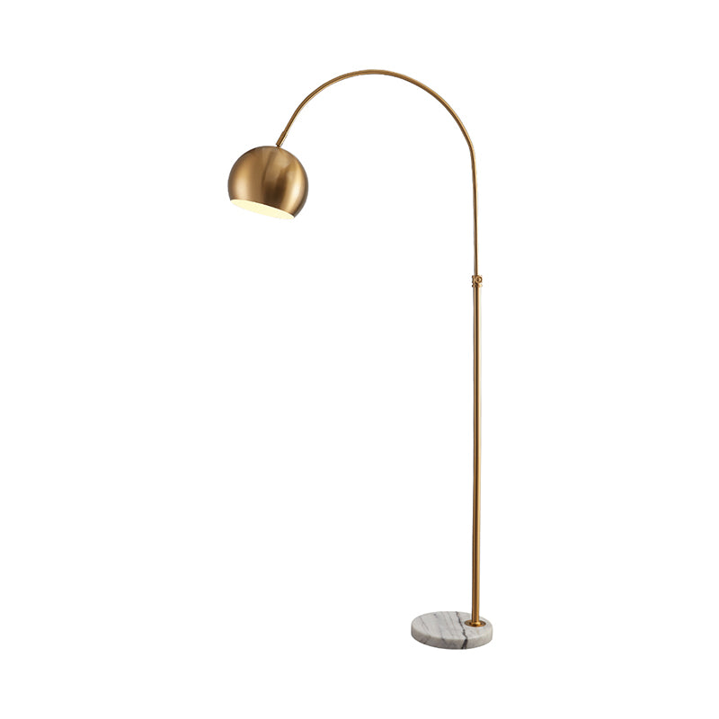 Metal Domed Floor Standing Lamp Post-Modern 1 Head Overarching Stand Up Lamp in Black/Brass Clearhalo 'Floor Lamps' 'Lamps' Lighting' 735978