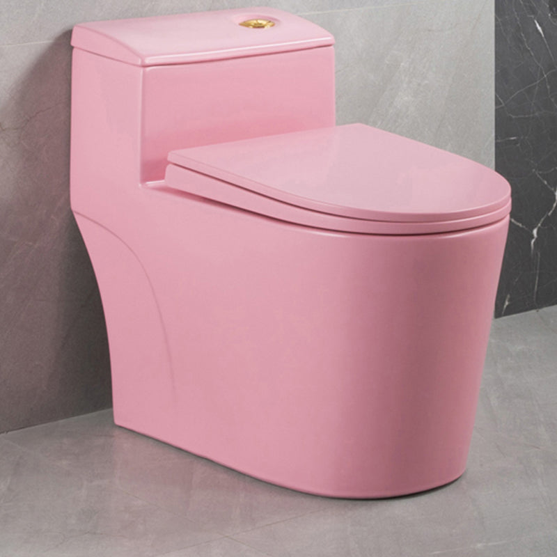 Traditional Siphon Jet Flush Toilet Slow Close Seat Included Urine Toilet for Bathroom Pink 16" Clearhalo 'Bathroom Remodel & Bathroom Fixtures' 'Home Improvement' 'home_improvement' 'home_improvement_toilets' 'Toilets & Bidets' 'Toilets' 7359785