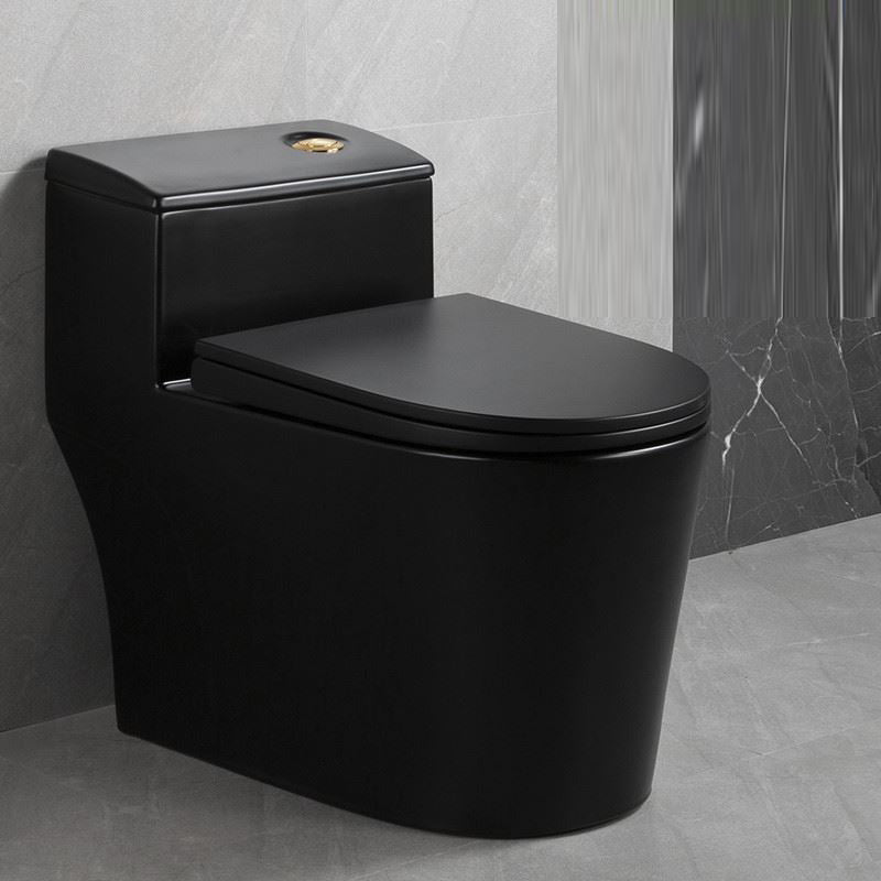 Traditional Siphon Jet Flush Toilet Slow Close Seat Included Urine Toilet for Bathroom Black Clearhalo 'Bathroom Remodel & Bathroom Fixtures' 'Home Improvement' 'home_improvement' 'home_improvement_toilets' 'Toilets & Bidets' 'Toilets' 7359786