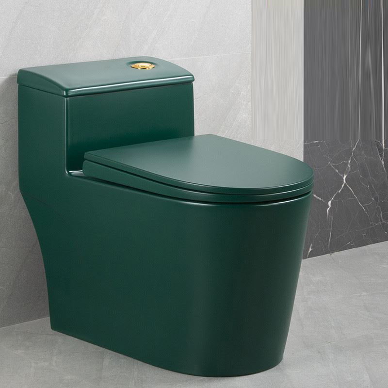 Traditional Siphon Jet Flush Toilet Slow Close Seat Included Urine Toilet for Bathroom Green Clearhalo 'Bathroom Remodel & Bathroom Fixtures' 'Home Improvement' 'home_improvement' 'home_improvement_toilets' 'Toilets & Bidets' 'Toilets' 7359788
