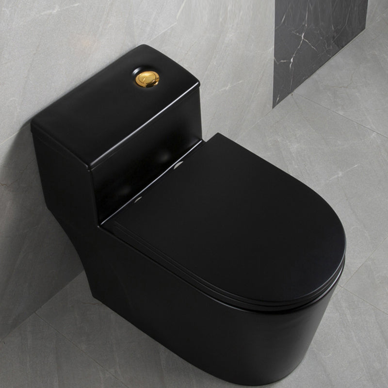 Traditional Siphon Jet Flush Toilet Slow Close Seat Included Urine Toilet for Bathroom Black 16" Clearhalo 'Bathroom Remodel & Bathroom Fixtures' 'Home Improvement' 'home_improvement' 'home_improvement_toilets' 'Toilets & Bidets' 'Toilets' 7359789