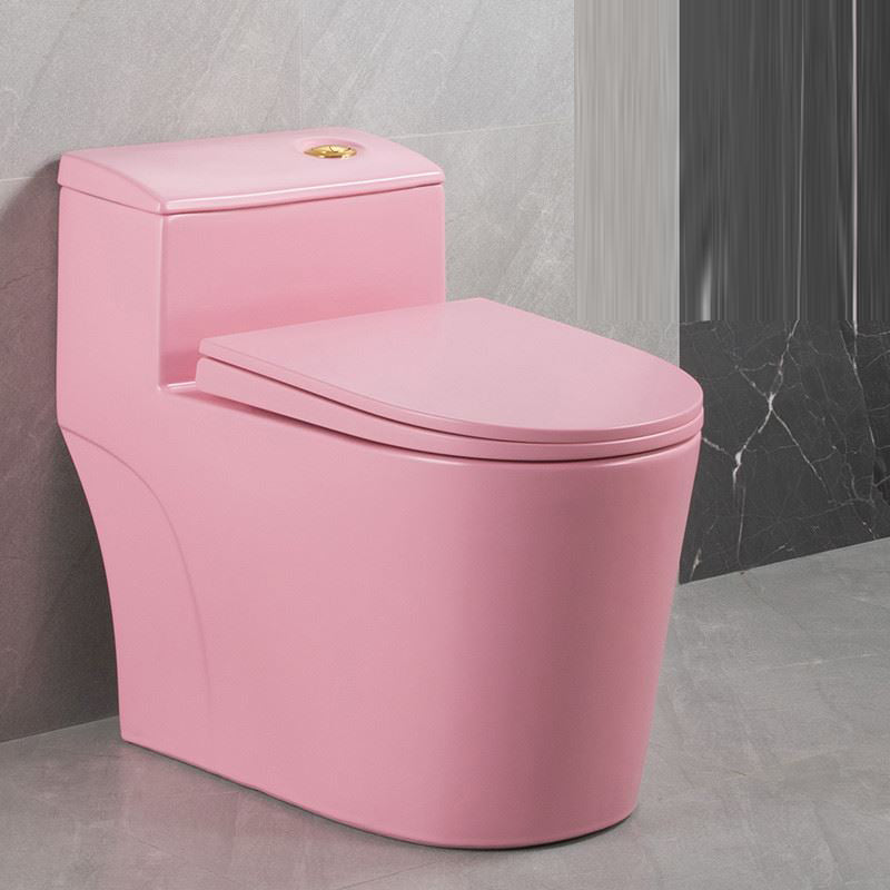 Traditional Siphon Jet Flush Toilet Slow Close Seat Included Urine Toilet for Bathroom Pink Clearhalo 'Bathroom Remodel & Bathroom Fixtures' 'Home Improvement' 'home_improvement' 'home_improvement_toilets' 'Toilets & Bidets' 'Toilets' 7359790