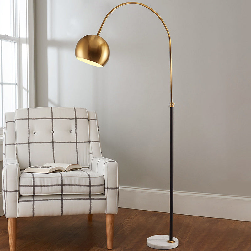 Metal Domed Floor Standing Lamp Post-Modern 1 Head Overarching Stand Up Lamp  in Black/Brass - Clearhalo