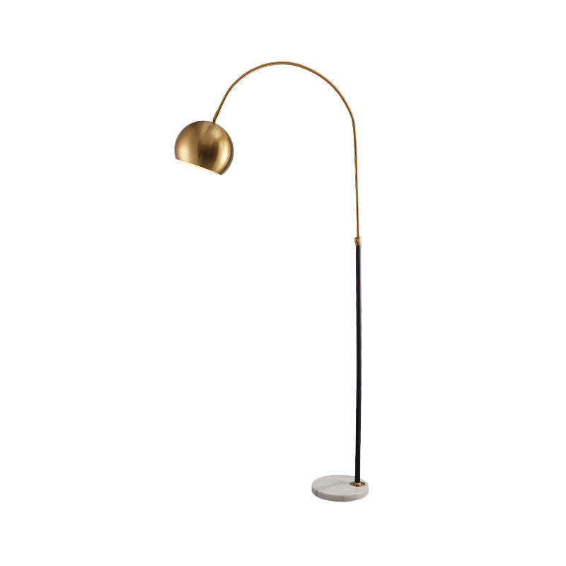 Metal Domed Floor Standing Lamp Post-Modern 1 Head Overarching Stand Up Lamp in Black/Brass Clearhalo 'Floor Lamps' 'Lamps' Lighting' 735982