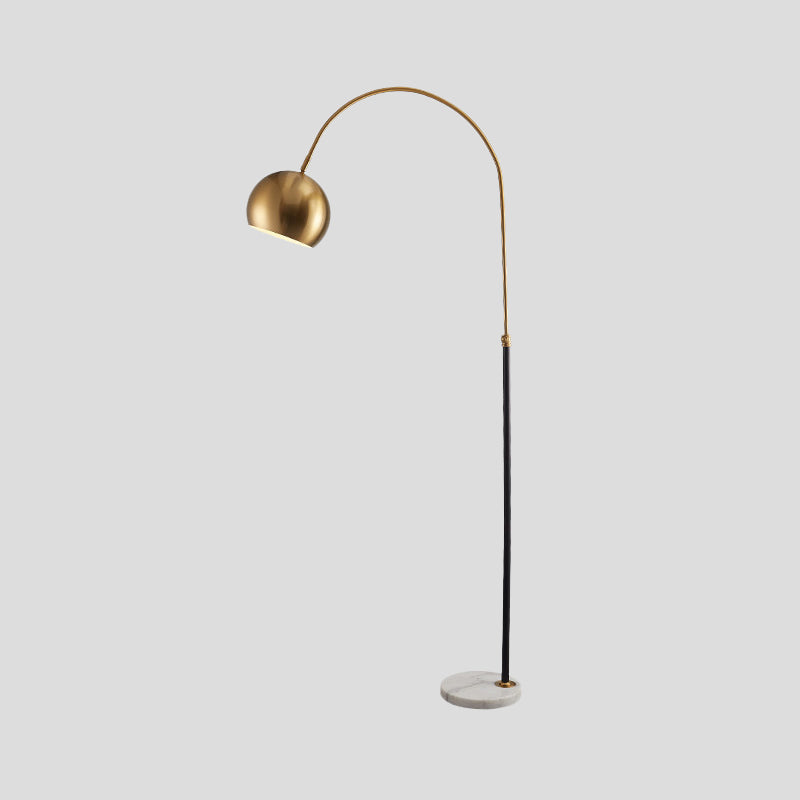 Metal Domed Floor Standing Lamp Post-Modern 1 Head Overarching Stand Up Lamp in Black/Brass Clearhalo 'Floor Lamps' 'Lamps' Lighting' 735983