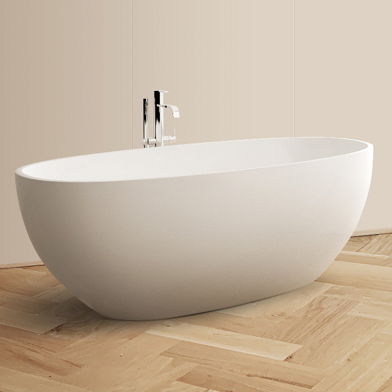 Modern Style Stone Bathtub White Detached Oval Bathtub for Bathroom 71''L x31"W x 23"H Clearhalo 'Bathroom Remodel & Bathroom Fixtures' 'Bathtubs' 'Home Improvement' 'home_improvement' 'home_improvement_bathtubs' 'Showers & Bathtubs' 7359865