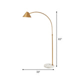 Conical Reading Floor Lamp Postmodern Metallic 1-Light Gold Finish Arched Standing Light Clearhalo 'Floor Lamps' 'Lamps' Lighting' 735987