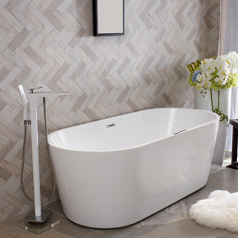 Antique Finish Soaking Bathtub Modern Back to Wall Oval Bath Tub 67"L x 31"W x 23"H Clearhalo 'Bathroom Remodel & Bathroom Fixtures' 'Bathtubs' 'Home Improvement' 'home_improvement' 'home_improvement_bathtubs' 'Showers & Bathtubs' 7359897