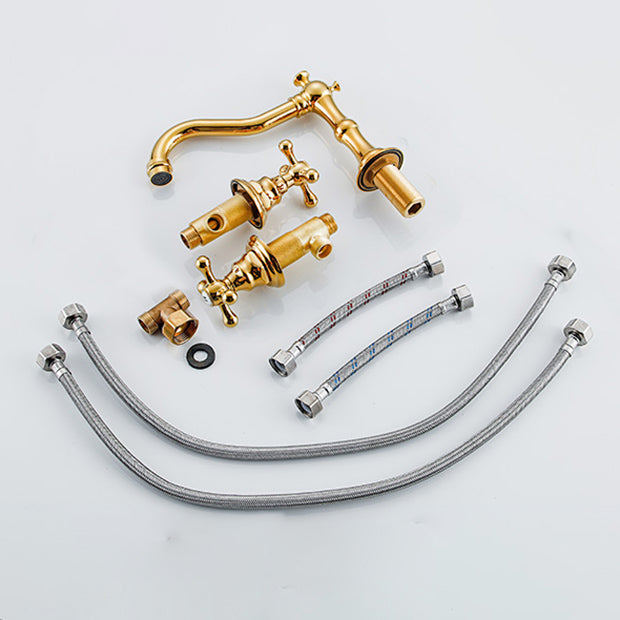 Industrial Wide Spread Bathroom Faucet 2 Cross Handles Lavatory Faucet Clearhalo 'bathroom_sink_faucets' 'Conjunta de Baño y Conjunta de Grifo' 'Coronamiento de Baño y Dispositivo de Baño' 'Grifo del lavabo del baño' 'Hogar' 'home_improvement' 'home_improvement_bathroom_sink_faucets' 'Mejoras para el hogar' 7360532