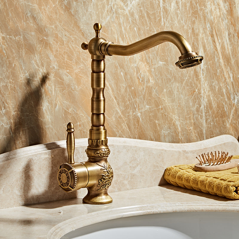 Brass Traditional Wide Spread Bathroom Faucet Lever Lavatory Faucet 11.6" Shut-off Valve Not Included Drain Not Included Clearhalo 'Bathroom Remodel & Bathroom Fixtures' 'Bathroom Sink Faucets' 'Bathroom Sinks & Faucet Components' 'bathroom_sink_faucets' 'Home Improvement' 'home_improvement' 'home_improvement_bathroom_sink_faucets' 7360571