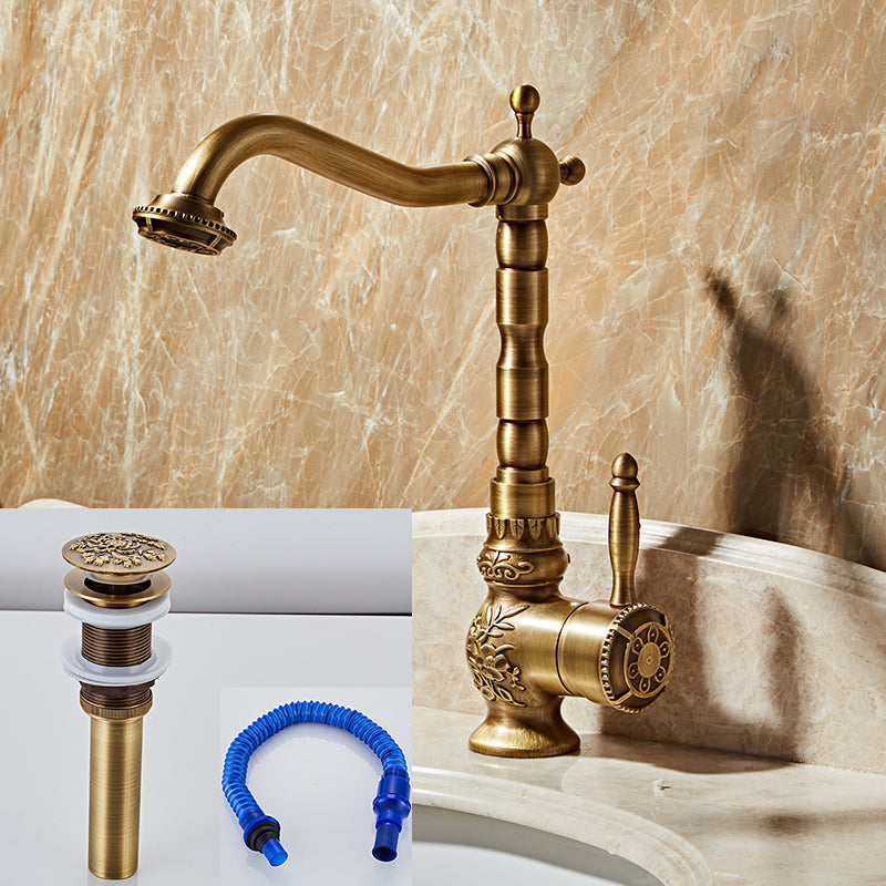 Brass Traditional Wide Spread Bathroom Faucet Lever Lavatory Faucet 11.6" Shut-off Valve Not Included Drain Included Clearhalo 'Bathroom Remodel & Bathroom Fixtures' 'Bathroom Sink Faucets' 'Bathroom Sinks & Faucet Components' 'bathroom_sink_faucets' 'Home Improvement' 'home_improvement' 'home_improvement_bathroom_sink_faucets' 7360577