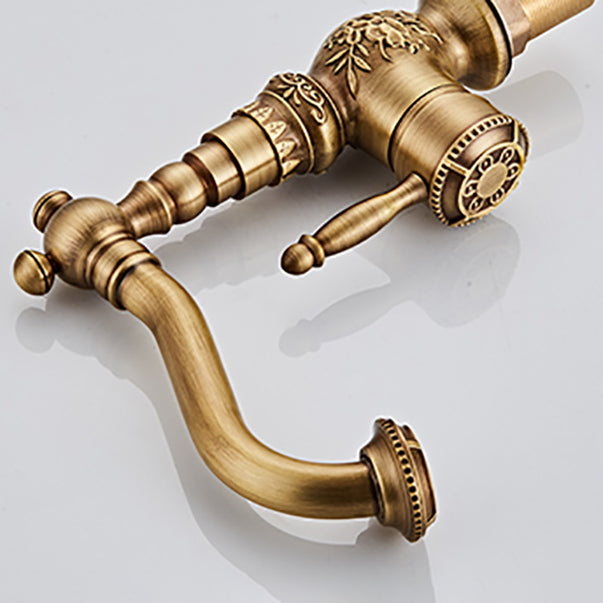 Brass Traditional Wide Spread Bathroom Faucet Lever Lavatory Faucet Clearhalo 'Bathroom Remodel & Bathroom Fixtures' 'Bathroom Sink Faucets' 'Bathroom Sinks & Faucet Components' 'bathroom_sink_faucets' 'Home Improvement' 'home_improvement' 'home_improvement_bathroom_sink_faucets' 7360583