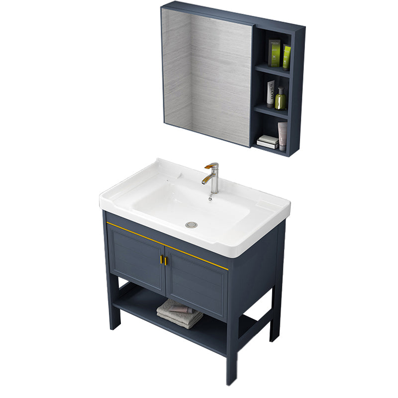 Glam Bathroom Sink Vanity Freestanding Single-Sink Bathroom Vanity Set Vanity & Faucet & Mirror Cabinet 32"L x 19"W x 33"H Clearhalo 'Bathroom Remodel & Bathroom Fixtures' 'Bathroom Vanities' 'bathroom_vanities' 'Home Improvement' 'home_improvement' 'home_improvement_bathroom_vanities' 7360881