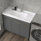Wall Mount Glam Bath Vanity Gray Ceramic Single-Sink Rectangular Vanity Set Vanity & Faucet Washboard Not Included Clearhalo 'Bathroom Remodel & Bathroom Fixtures' 'Bathroom Vanities' 'bathroom_vanities' 'Home Improvement' 'home_improvement' 'home_improvement_bathroom_vanities' 7360926