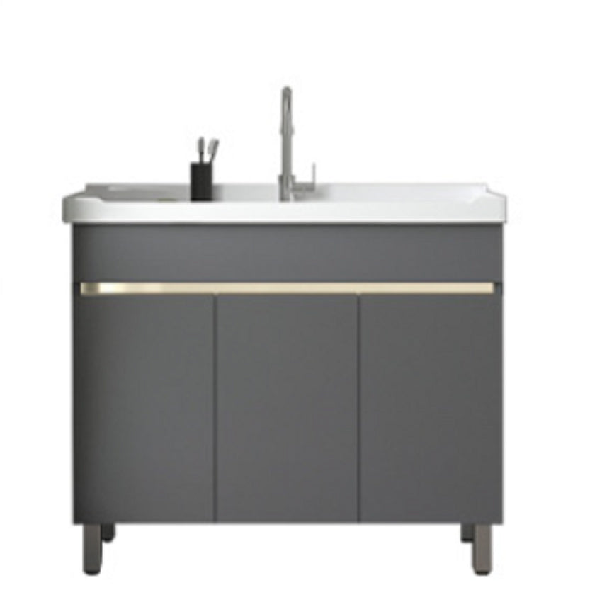 Wall Mount Glam Bath Vanity Gray Ceramic Single-Sink Rectangular Vanity Set Clearhalo 'Bathroom Remodel & Bathroom Fixtures' 'Bathroom Vanities' 'bathroom_vanities' 'Home Improvement' 'home_improvement' 'home_improvement_bathroom_vanities' 7360929