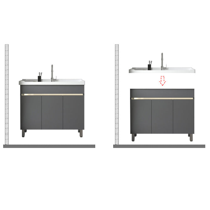 Wall Mount Glam Bath Vanity Gray Ceramic Single-Sink Rectangular Vanity Set Clearhalo 'Bathroom Remodel & Bathroom Fixtures' 'Bathroom Vanities' 'bathroom_vanities' 'Home Improvement' 'home_improvement' 'home_improvement_bathroom_vanities' 7360937