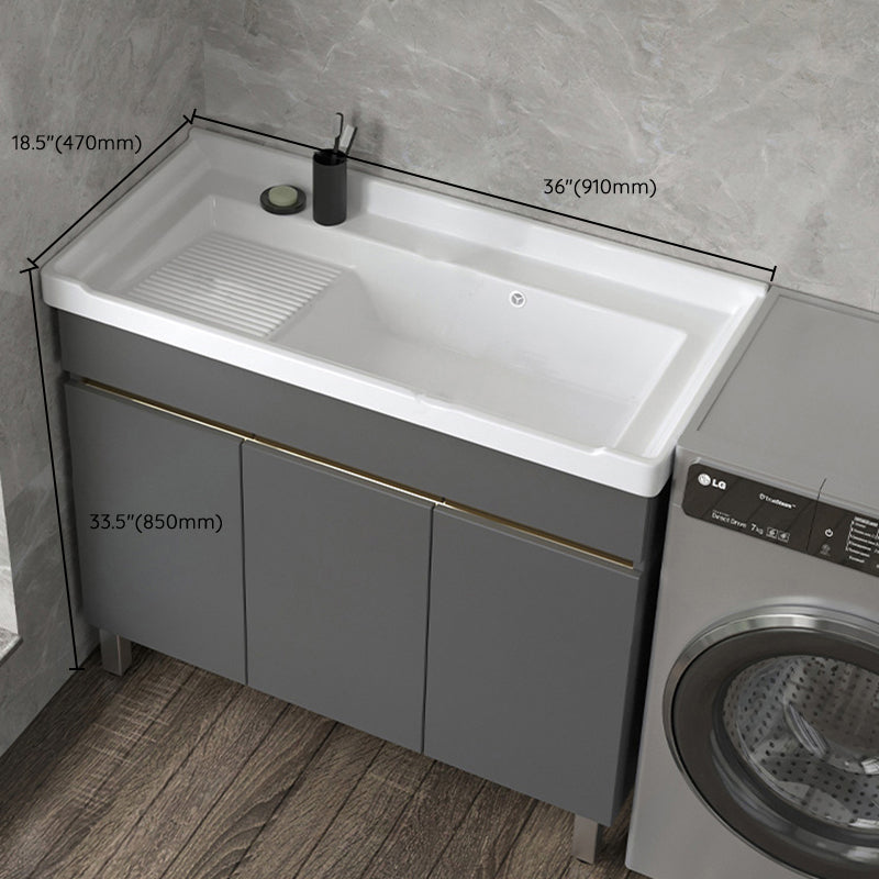 Wall Mount Glam Bath Vanity Gray Ceramic Single-Sink Rectangular Vanity Set Clearhalo 'Bathroom Remodel & Bathroom Fixtures' 'Bathroom Vanities' 'bathroom_vanities' 'Home Improvement' 'home_improvement' 'home_improvement_bathroom_vanities' 7360946