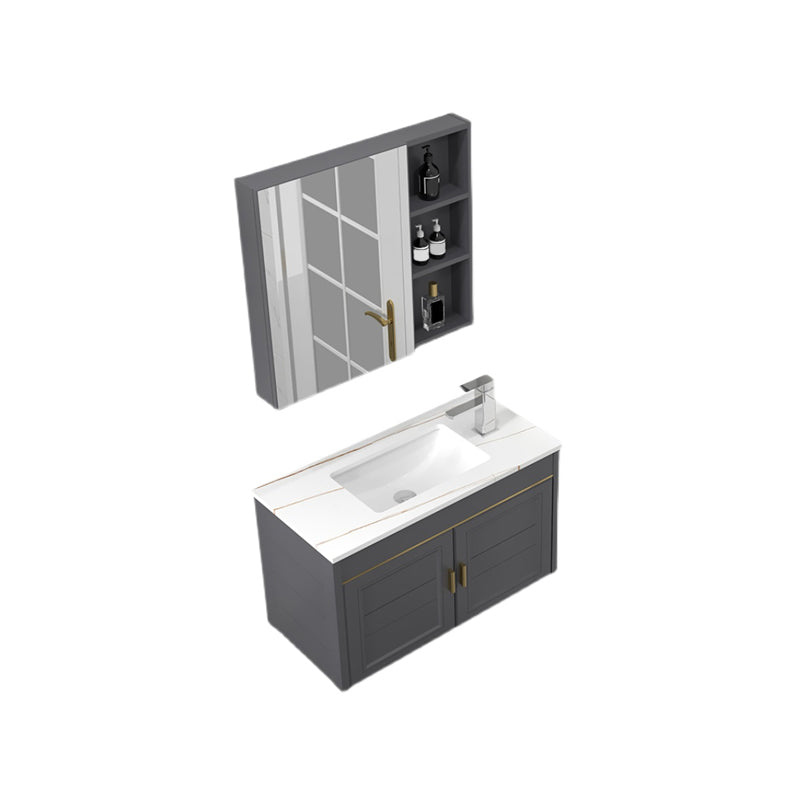 Glam Single Sink Vanity Wall Mount Metal Base Rectangular Bath Vanity Clearhalo 'Bathroom Remodel & Bathroom Fixtures' 'Bathroom Vanities' 'bathroom_vanities' 'Home Improvement' 'home_improvement' 'home_improvement_bathroom_vanities' 7360967