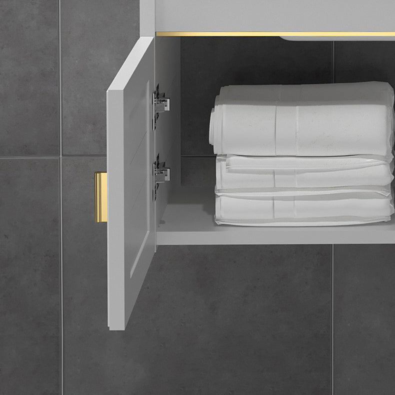 Glam Single Sink Vanity Wall Mount Metal Base Rectangular Bath Vanity Clearhalo 'Bathroom Remodel & Bathroom Fixtures' 'Bathroom Vanities' 'bathroom_vanities' 'Home Improvement' 'home_improvement' 'home_improvement_bathroom_vanities' 7360972