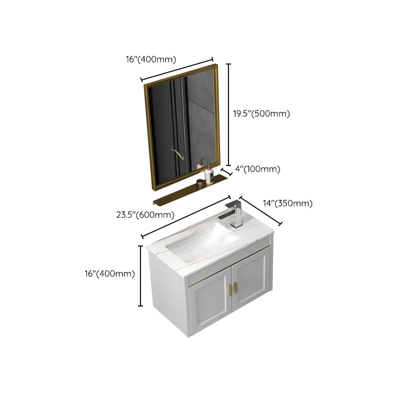 Glam Single Sink Vanity Wall Mount Metal Base Rectangular Bath Vanity Clearhalo 'Bathroom Remodel & Bathroom Fixtures' 'Bathroom Vanities' 'bathroom_vanities' 'Home Improvement' 'home_improvement' 'home_improvement_bathroom_vanities' 7360988