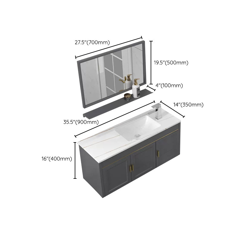 Glam Single Sink Vanity Wall Mount Metal Base Rectangular Bath Vanity Clearhalo 'Bathroom Remodel & Bathroom Fixtures' 'Bathroom Vanities' 'bathroom_vanities' 'Home Improvement' 'home_improvement' 'home_improvement_bathroom_vanities' 7360995